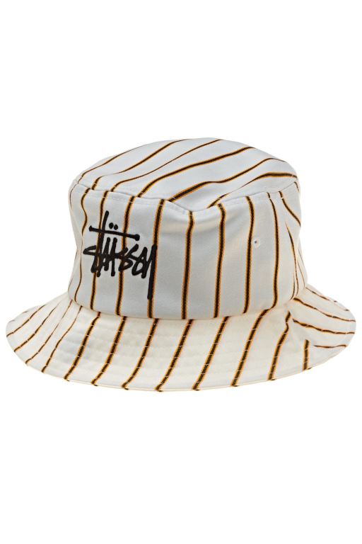 Stussy Mens Pinstripe Graffiti Bucket Hats White - XEISV6307